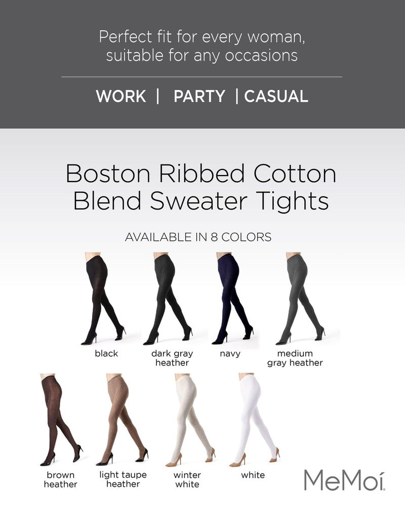 MeMoi Quality Fuzzy Winter Sweater Rib Tights, Size M/L, color Lt Taupe Heather - Image 2
